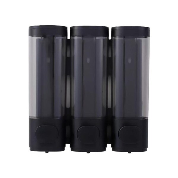 3 Bottles Bathroom Shower Soap Dispenser Shampoo Gel Pump Wall Black Dispenser