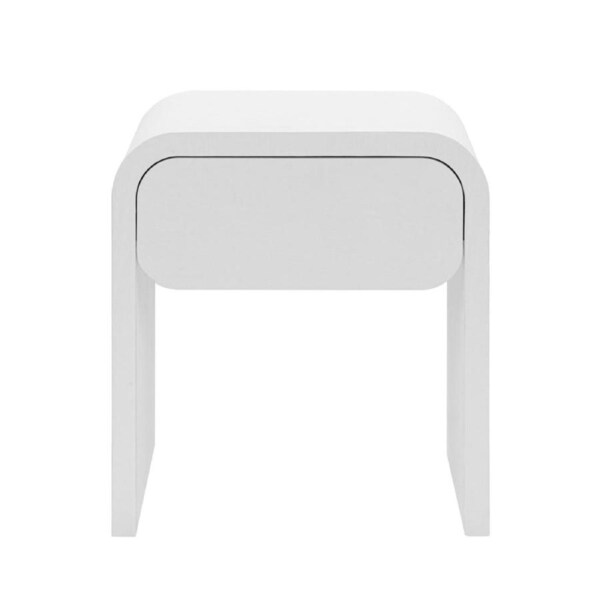 Design Square Hugh Modern Wooden End lamp Side Table 1-Drawers White