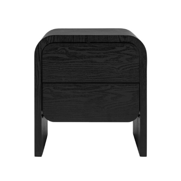 Design Square Hugh Modern Wooden Nightstand Bedside Table 2-Drawers Black