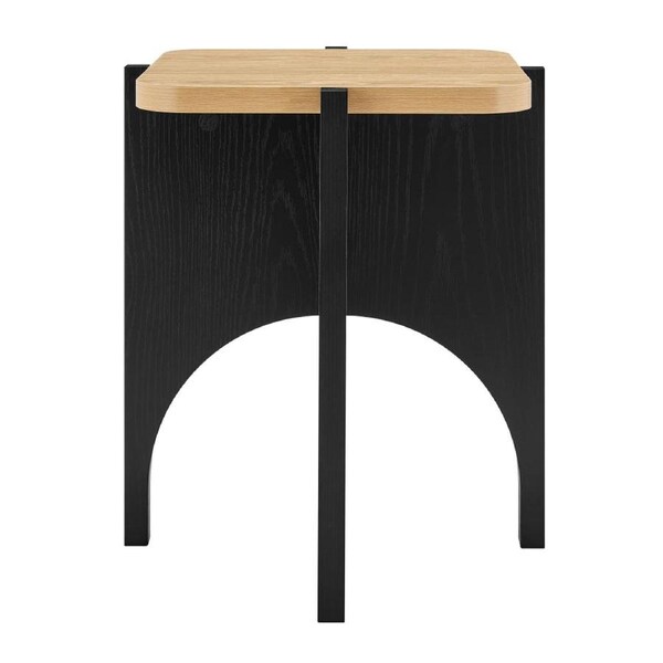 Design Square Aisling Wooden Round Side End Lamp Table Black/Oak