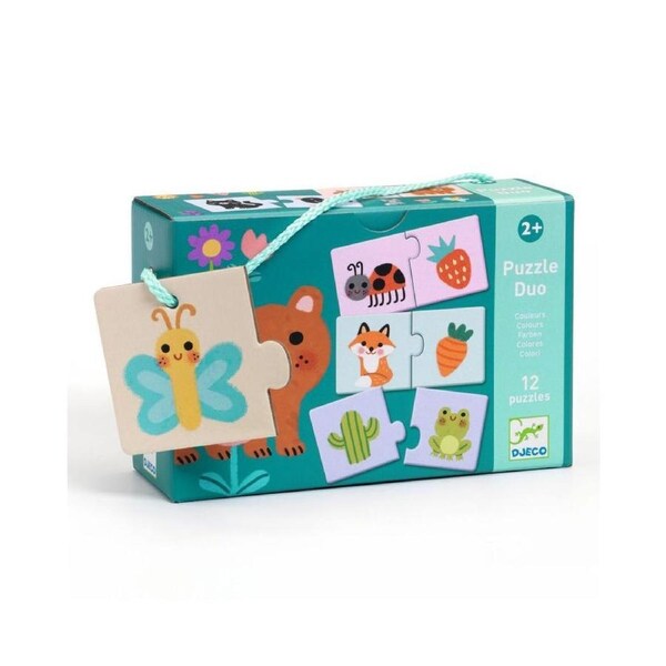 24pc Djeco Duo Matching Colours Kids Development Activity Puzzle 2y+