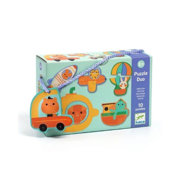 20pc Djeco Duo Matching Vehicles Kids Development Activity Puzzle 2y+