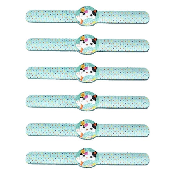 6PK Djeco Kids Hearts, Cats & Rabbits Snap Jewellery Bracelets 5y+ Assorted