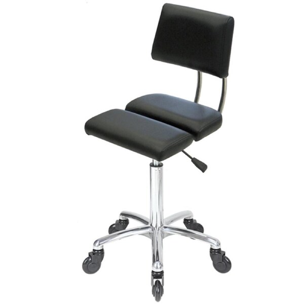 Dove Black Salon Stool - Chrome Base - Click'n Clean Castor Wheels