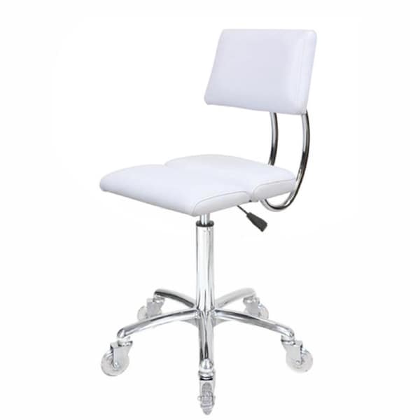 Dove White Salon Stool - Chrome Base