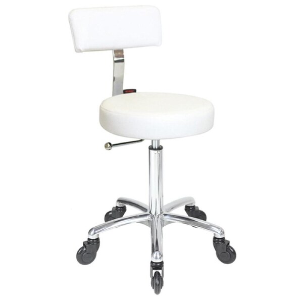 Sprint White Salon Stool - Chrome Base - Click'n Clean Castor Wheels