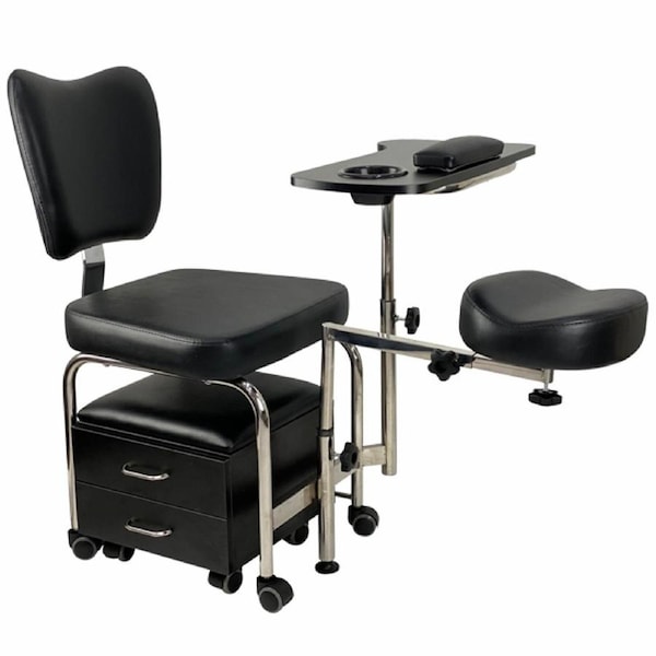 2 in1 Pedicure & Manicure Stool - Black