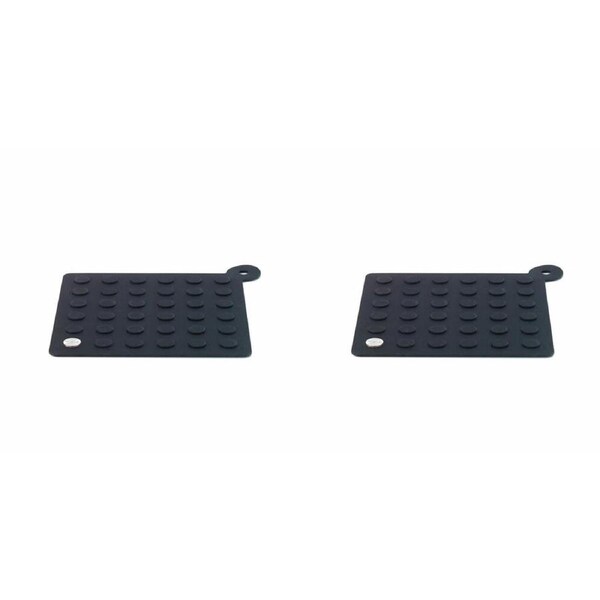 2PK Blomus Heat-Resistant Lap Silicone Coaster/Potholder Square 20x20cm Black