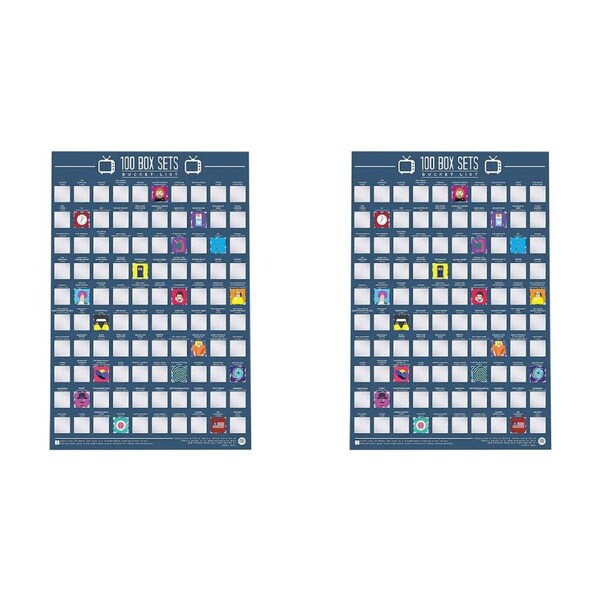 2PK Gift Republic Bucket List Scratch Poster 100 Box Set Edition Multicoloured;
