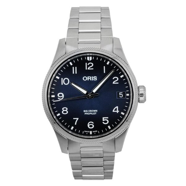Oris Big Crown Propilot Swiss Made Automatic 26 Jewels 01-751-7761-4065-07-8-20-08P 100M Mens Watch Stainless Steel Blue Dial