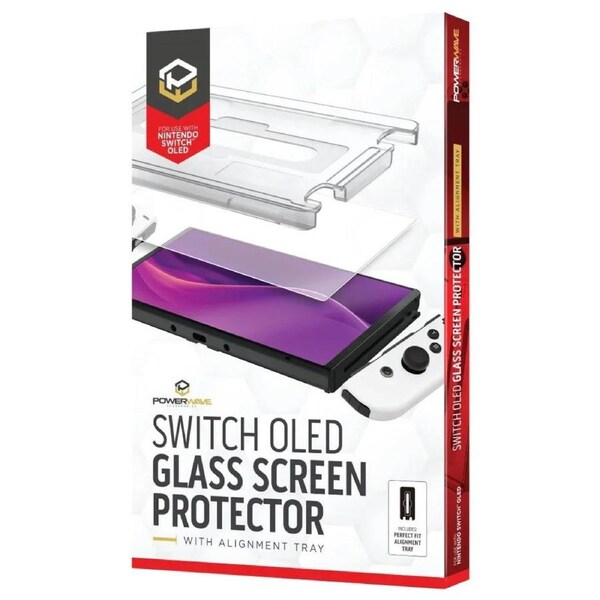 Powerwave Glass Screen Protector with Alignment Tray for Nintendo Switch OLED
