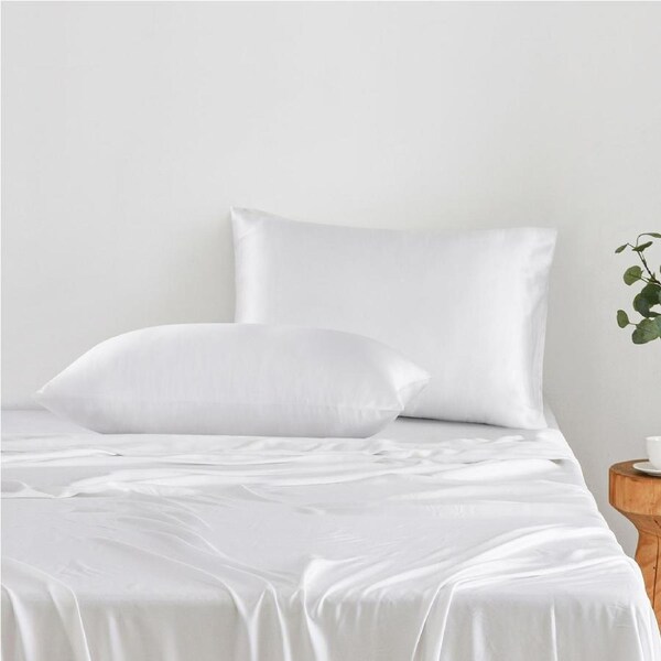 Natural Home Luxe Mulberry Silk Pillowcase 25 Momme King Pillowcase 50 x 90cm - White - Twin Pack