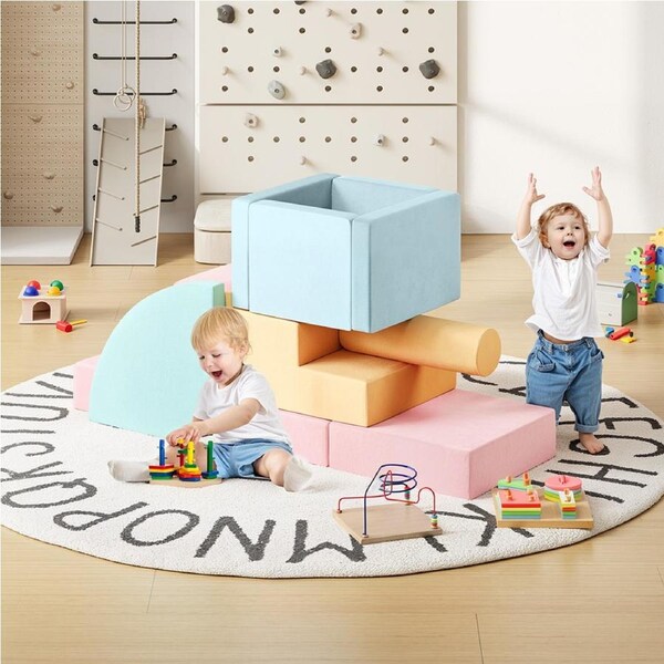 Advwin 12PCS Kids Climb & Crawl Foam Climbing Blocks Soft Play Set Climbing Toys