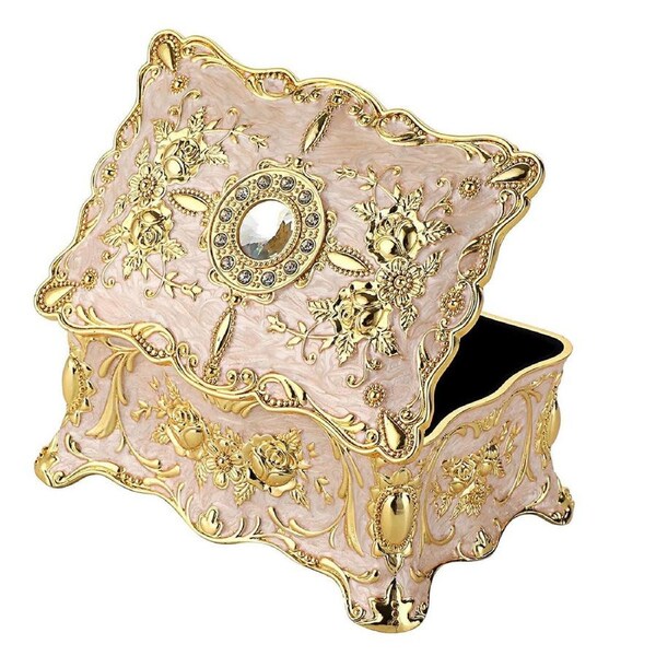 Retro Jewelry Box Trinket Organizer Alloy Crafts Ring Necklace Storage Box