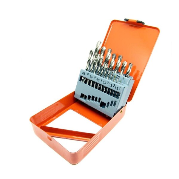 19pcs Straight Shank Twist Drill Bit Set High Speed Steel Metal Drilling Tool