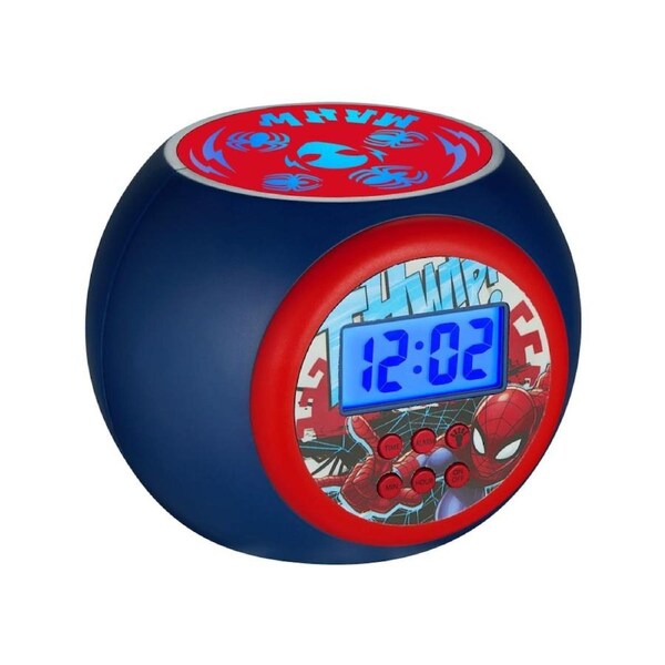 Spiderman Projector Alarm Clock with Timer, Night Light & Colourful Display
