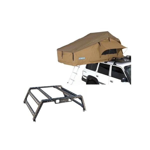 Adventure Kings Tourer Roof Top Tent + Universal Ute Tub Rack Camping 4WD 4x4