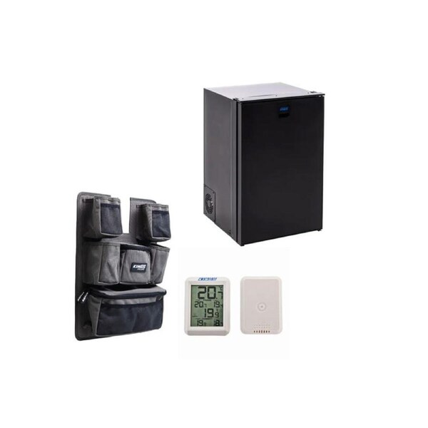 110L Stayzcool Upright Fridge Freezer +Organiser + Wireless Fridge Thermometer