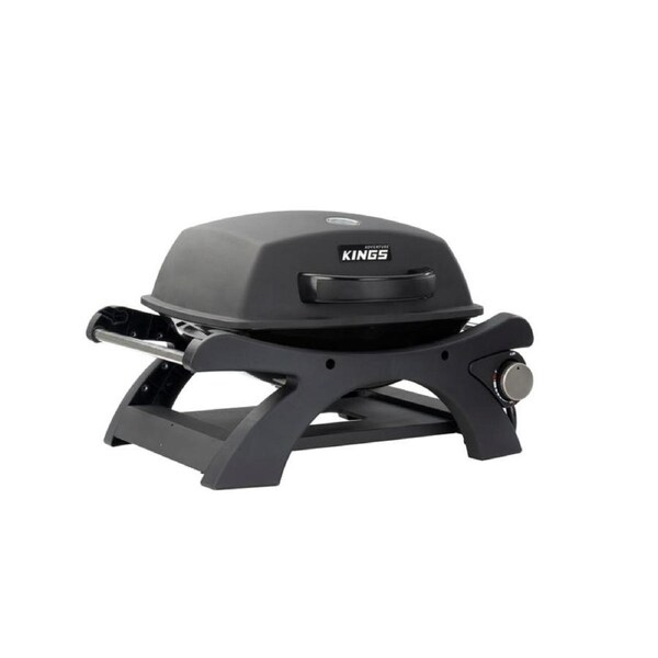 Kings Single Burner BBQ Portable - 11,500 BTU - Extra-Large Hooded Lid - Half Hotplate/Half Grill - Piezo Ignition - LCC27