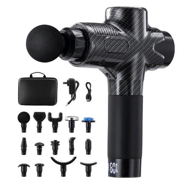 Muscle Massage Gun Brushless Motor Portable Handheld Body Fascia Deep Tissue 14 Heads Heat Cold Percussion Vibration Electric Neck Leg Back Massager