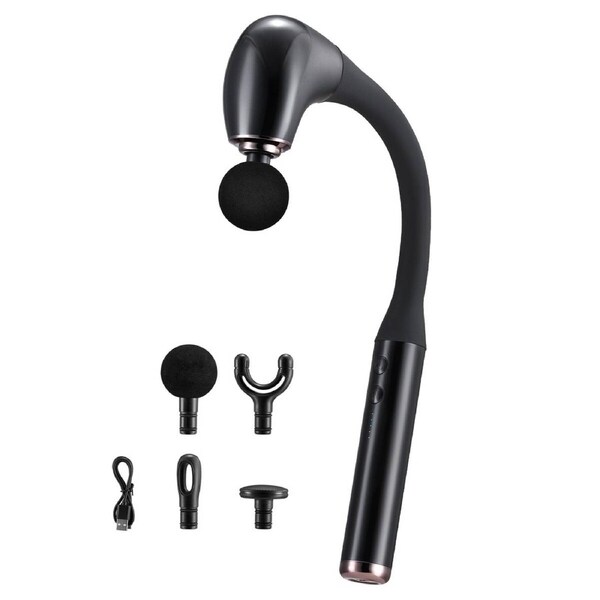 Muscle Massage Gun Brushless Motor Portable Handheld Body Tissue Percussion Electric Neck Leg Shoulder Back Massager Vibration Extended Handle 4 Heads