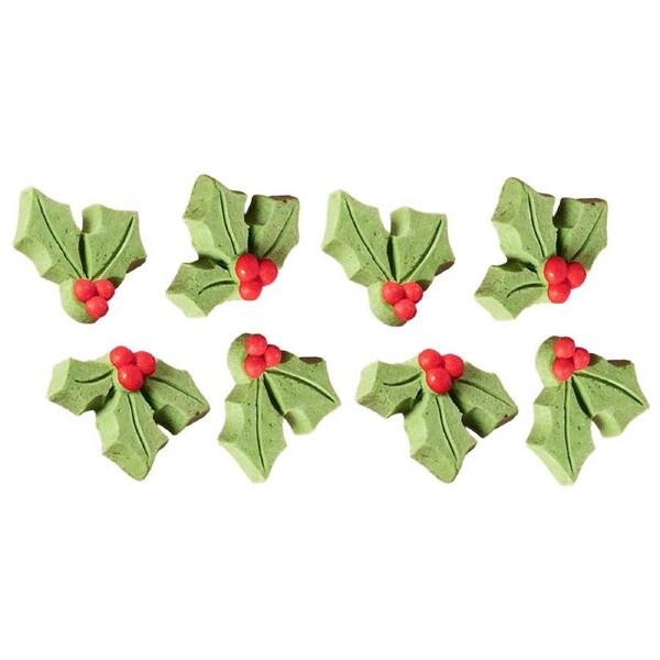 Christmas Holly Edible Sugar Cupcake Decorations (Pack of 8)
