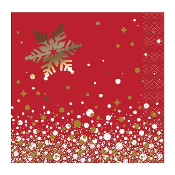 Gold Sparkle Christmas Small Napkins / Serviettes (Pack of 16)