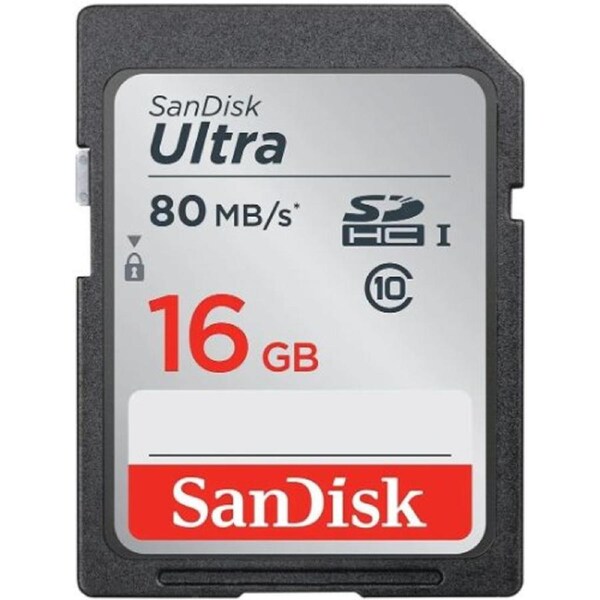 SanDisk Ultra SDHC/SDXC UHS-I C10 Memory Card (80MB/s) - 16GB - Black