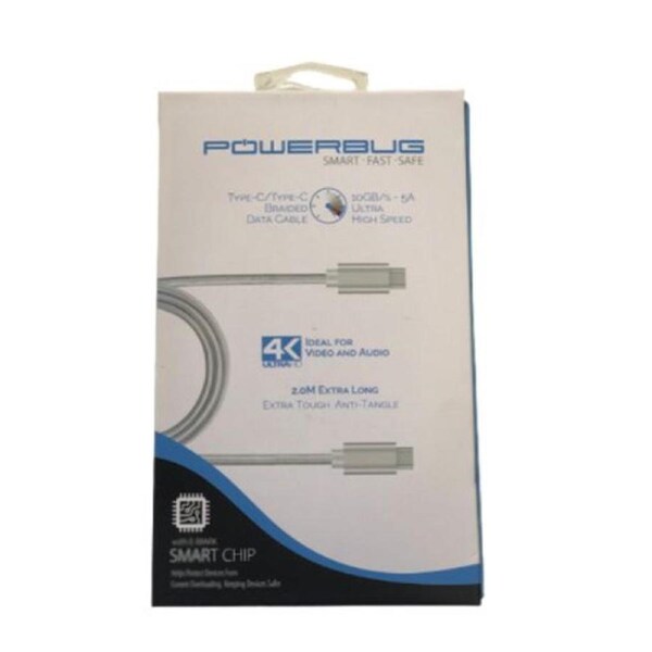 Powerbug Type-C-to-Type-C Super High-Speed Data Cable - White