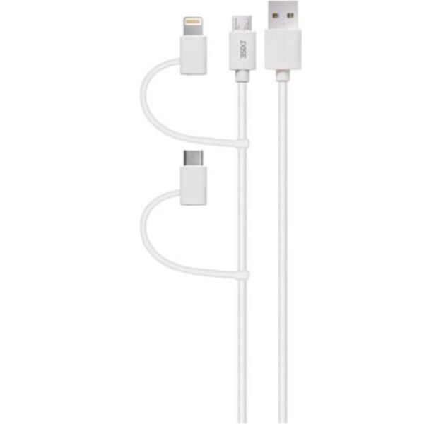 3sixT Multi-tip Cable - USB-C Lightning Micro (1M) - White