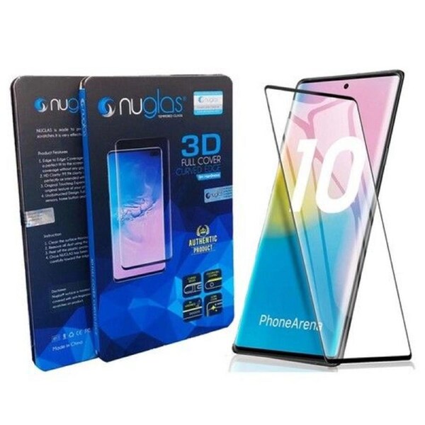 Nuglas 3D Full Cover Curved Edge Screen Protector for Galaxy Note 10+ - Black