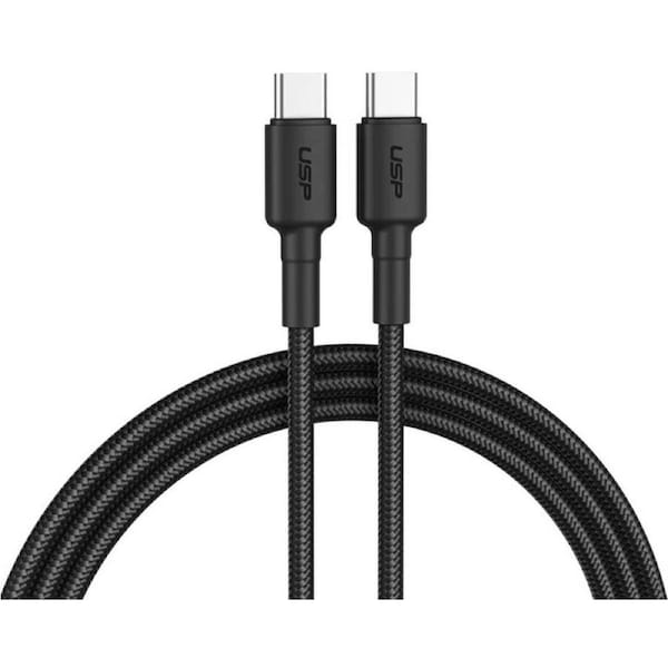 USP BoostUp Braided USB-C to USB-C 3A Fast Charging Cable (1M) - Black