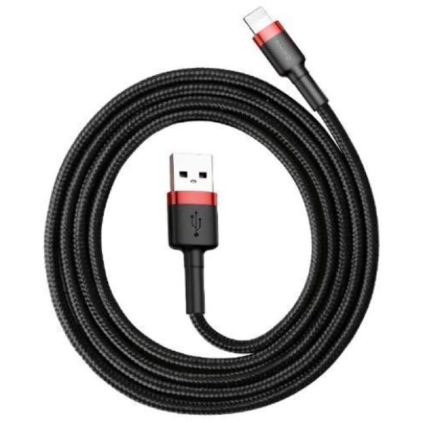 Baseus Phone Cable Cafule Fast Charging USB to Lightning For Iphone 2.4A (1M) - Black & Red