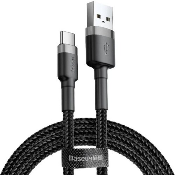 Baseus Phone Cable Cafule Fast Charging USB to Type-C USB 2A (2M) - Grey & Black