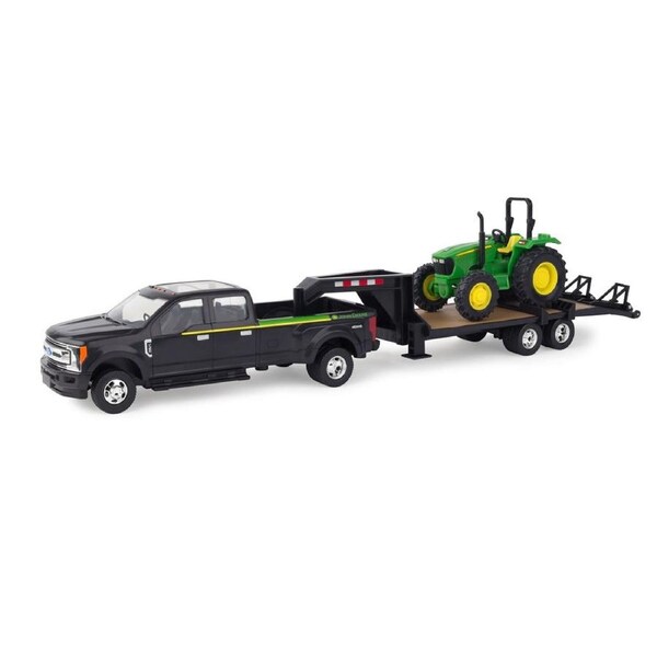 John Deere 1:32 2017 Ford F-350 Pickup Truck w/Gooseneck trailer and JD 5075E Tractor