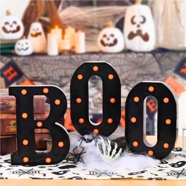 Black BOO Halloween LED Lights