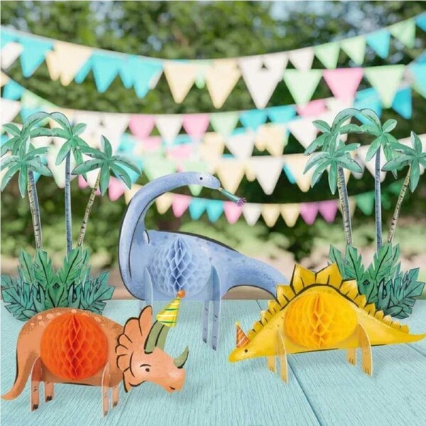Dinosaur Party Table Honeycomb Centrepiece Kit 5pk