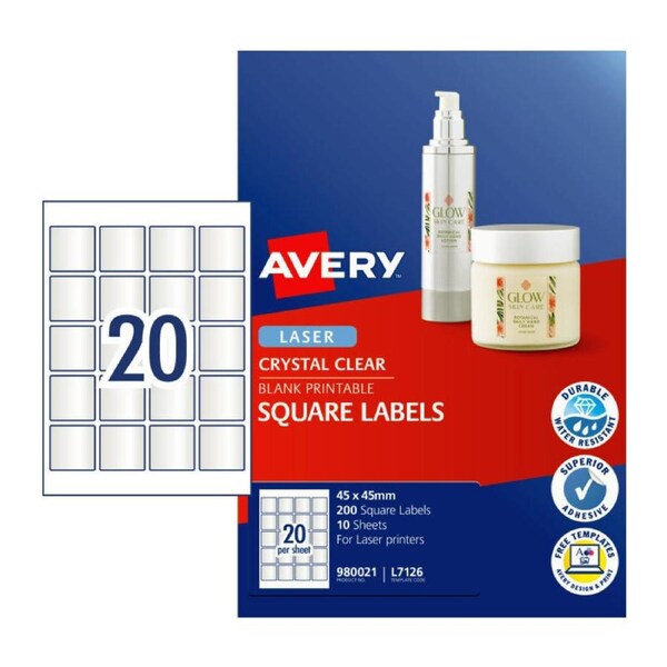 AV Laser Label Sq L7126 20Up Pk20