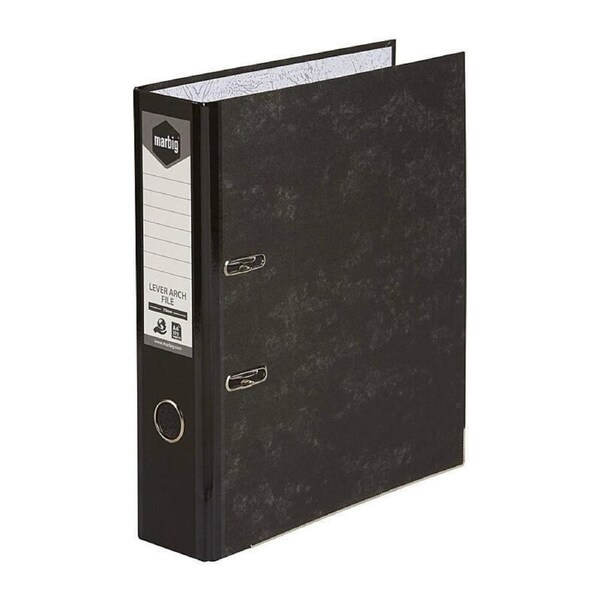 Marbig L/Arch File A4 Reinforce Spine Black Mottle