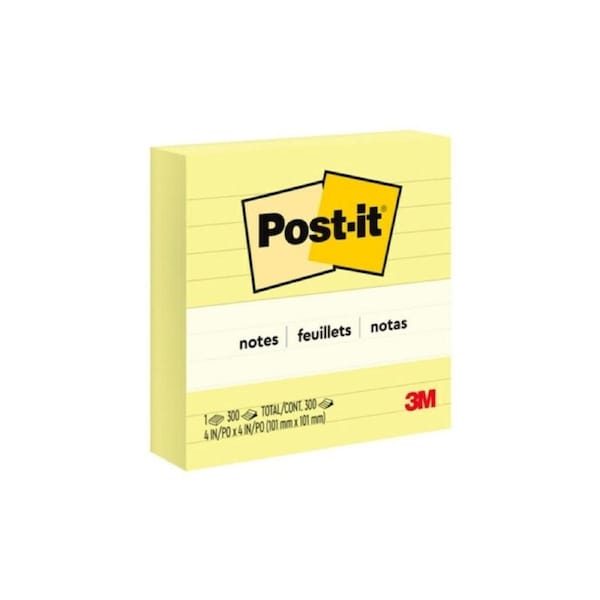 Post-It Lined Notes Canary Yellow 101 x 101mm - Box of 12
