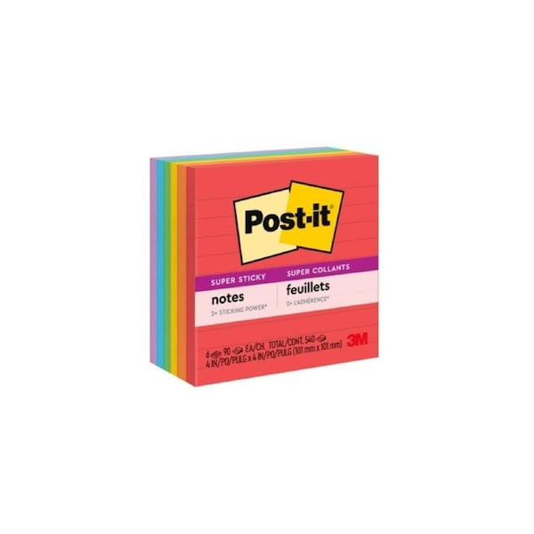 Post-It Super Sticky Lined Notes Marrakesh 101 x 101mm 6-Pack