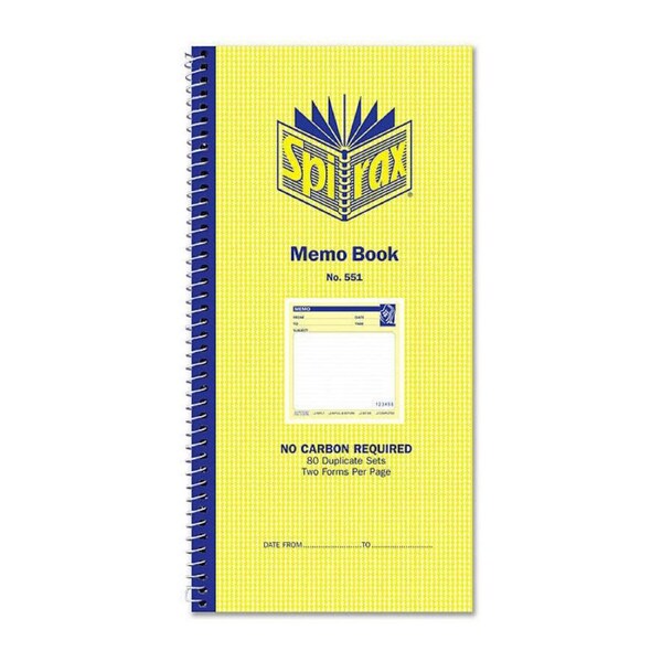Spirax 551 Memo Book 279X144mm Duplicates Pk10