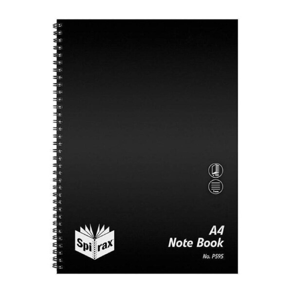 Spirax P595 PP Notebook A4 120 Pg Black S/O Pk10
