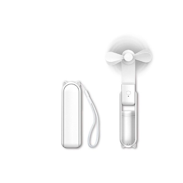 2-in-1 Mini Handheld Fan and Power Bank (White)
