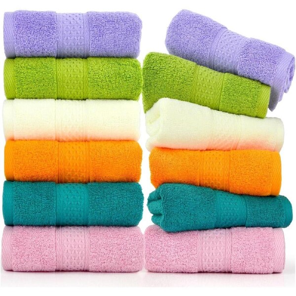 12x 100% Cotton Hand Towels Face Washers Bulk (34x62cm) in Assorted Colours