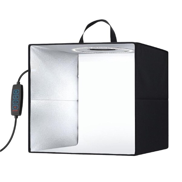Photo Studio Light Box Photography Shooting Tent Folding Portable Kit Soft Dimmable LED Lights 6 Backgrounds for Small Products Jewellery Toys 30x30cm