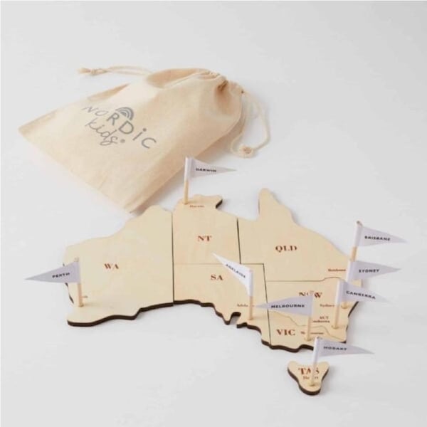 Map of Australia Puzzle - Scandinavian design wooden toy