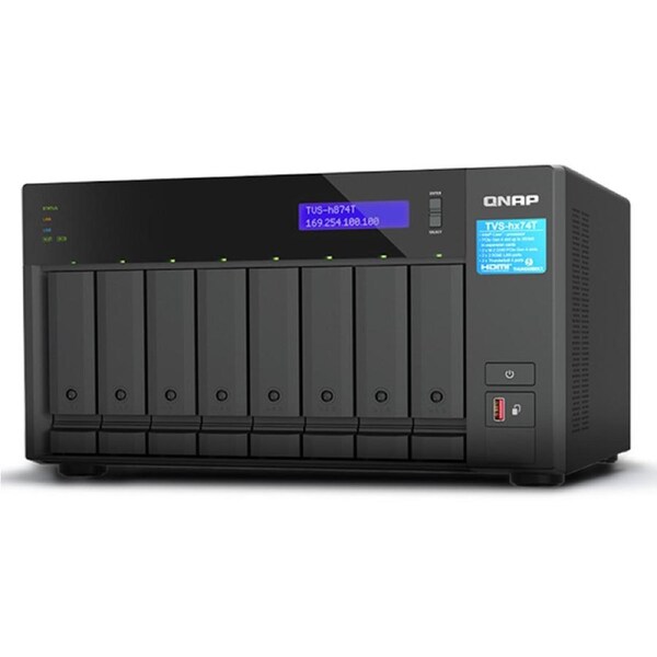 QNAP TVS-h874T-i7-32G, 8-bay QuTS hero NAS, Intel Core i7 12-core Processor/20-thread, 32GB SO-DIMM DDR4, 2 x 2.5GbE, 2 x Thunderbolt 4, 3 Year WTY