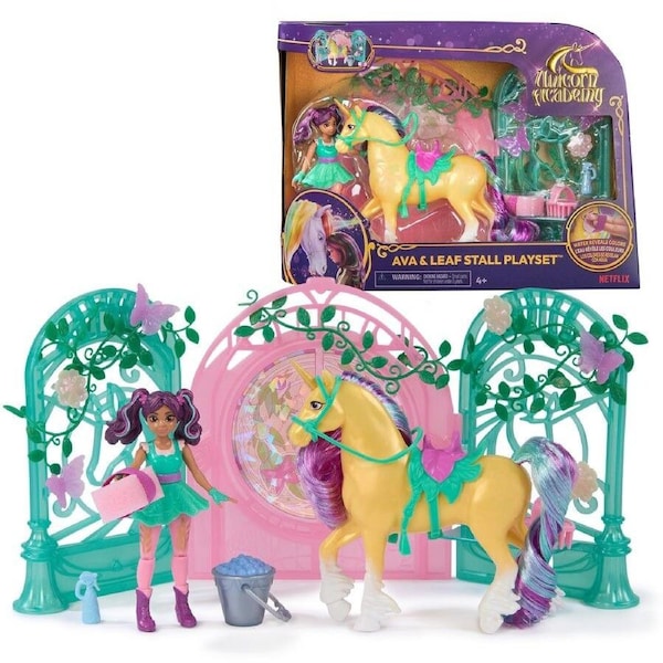 Unicorn Academy Ava & Colour Change Leaf Stall Playset