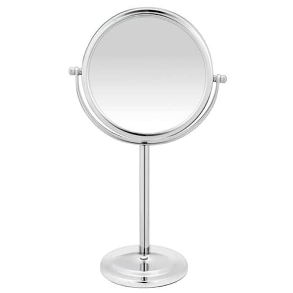 Bodysense Pedestal Chrome Makeup Mirror Tall 7x Magnification Double Sided 360° Swivel